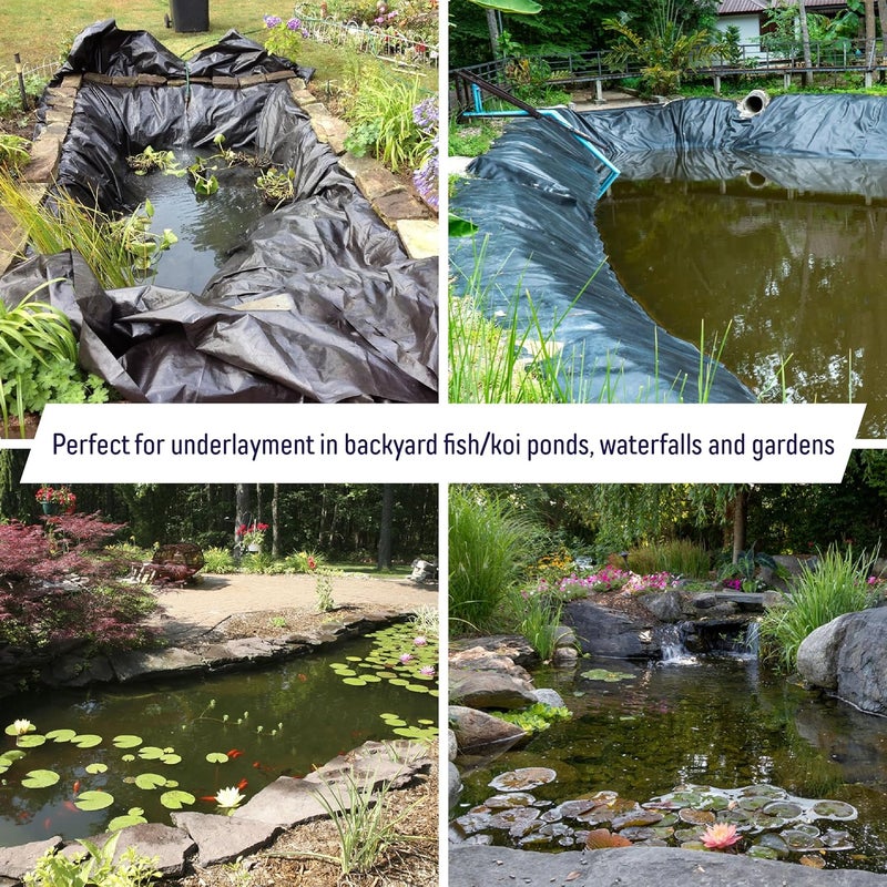 AA Pond Liner 10 x 13 ft, Reinforced UV Resistant Black HDPE, 25 Mil Equivalent for Outdoor Ponds, Koi Fish Ponds, Garden Fountains, Stream Waterfalls - Image 3
